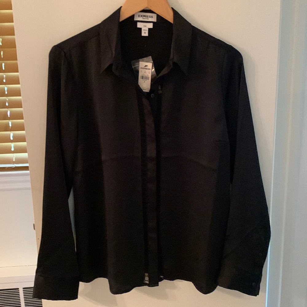 Express Portofino Black Silky Button-down Shirt